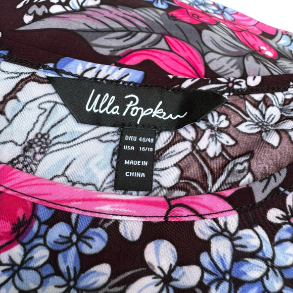 Ulla Popken Floral Tunic Top Dress 16/18 Scoop Neck Pink Blue Stretchy Plus - Picture 6 of 10